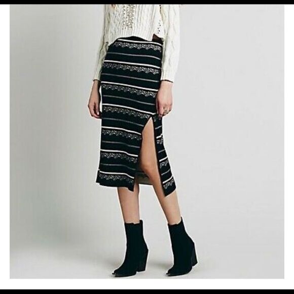 Free People slit pencil skirt in nordic stripe - Picture 6 of 11